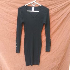$3/15 Black, ribbed sweater dress with lace sleeve